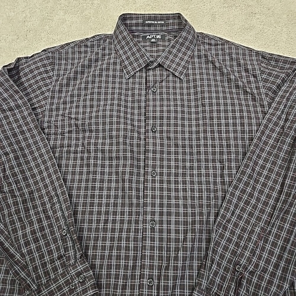 Apt. 9 Button Up Shirt Men's XXL  Multicolor Plaid Long Sleeves Work Cotton